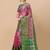 Pink organza woven zari work saree with blouse