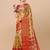 Yellow organza woven zari work saree with blouse