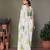 Green georgette printed zari work saree with blouse