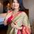 Multicolor blended cotton woven zari work saree with blouse