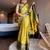 Light green blended cotton woven zari work saree with blouse