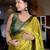 Light green blended cotton woven zari work saree with blouse
