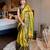 Light green blended cotton woven zari work saree with blouse