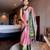 Pink blended cotton woven zari work saree with blouse