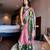Pink blended cotton woven zari work saree with blouse