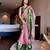 Pink blended cotton woven zari work saree with blouse