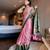 Pink blended cotton woven zari work saree with blouse