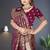 Wine Satin Silk Saree with Gold Zari & Thread Work, Rich Pallu, Woven Border, Running Blouse Piece