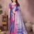 Blue silk blend woven zari work saree with blouse
