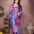 Blue silk blend woven zari work saree with blouse