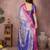 Blue silk blend woven zari work saree with blouse