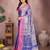 Blue silk blend woven zari work saree with blouse