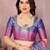 Blue silk blend woven zari work saree with blouse