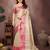 Beige silk blend woven zari work saree with blouse