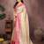 Beige silk blend woven zari work saree with blouse