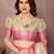 Beige silk blend woven zari work saree with blouse