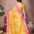 Yellow silk blend woven zari work saree with blouse