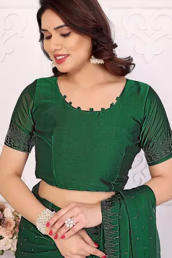 Green pure silk woven zari work saree with blouse