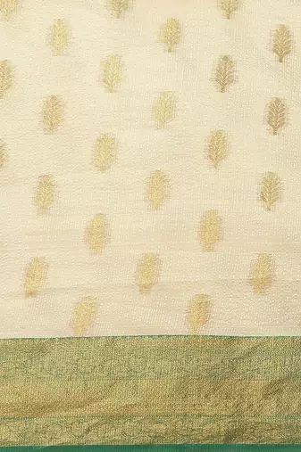 Cream gold tissue woven zari work saree with blouse