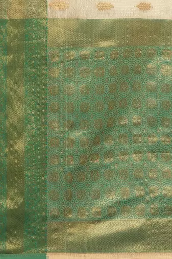 Cream gold tissue woven zari work saree with blouse
