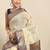 Cream dark blue tissue woven zari work saree with blouse