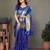 Blue pure silk woven zari work saree with blouse