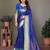 Blue pure silk woven zari work saree with blouse