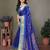 Blue pure silk woven zari work saree with blouse