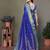 Blue pure silk woven zari work saree with blouse