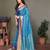Light blue pure silk woven zari work saree with blouse