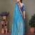 Light blue pure silk woven zari work saree with blouse