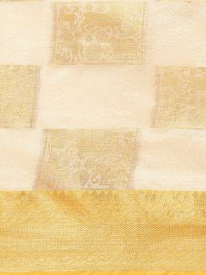 Cream gold tissue woven zari work saree with blouse 3