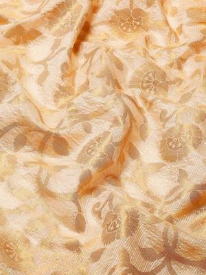 Green beige tissue woven zari work saree with blouse 5