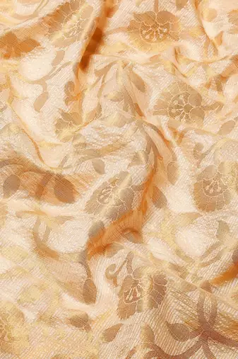 Green beige tissue woven zari work saree with blouse