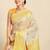 Yellow beige tissue woven zari work saree with blouse