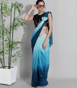 Light blue georgette woven zari work saree with blouse