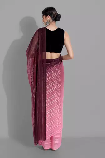 Pink georgette woven zari work saree with blouse