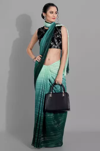 Green georgette woven zari work saree with blouse