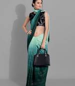 Green georgette woven zari work saree with blouse