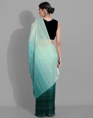 Green georgette woven zari work saree with blouse 5