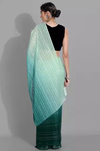 Green georgette woven zari work saree with blouse
