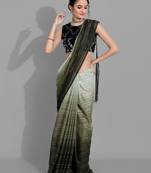 Dark green georgette woven zari work saree with blouse