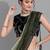 Dark green georgette woven zari work saree with blouse