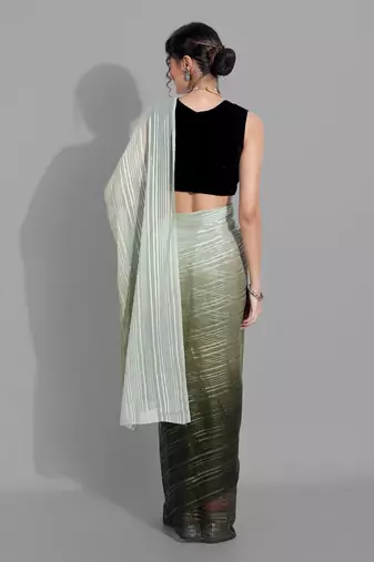Dark green georgette woven zari work saree with blouse