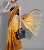 Mustard georgette woven zari work saree with blouse