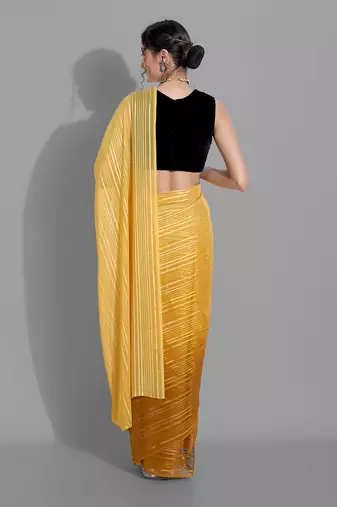 Mustard georgette woven zari work saree with blouse
