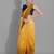 Mustard georgette woven zari work saree with blouse