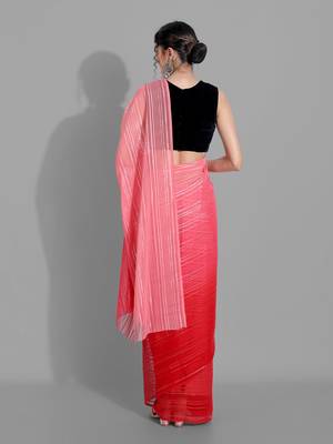 Pink georgette woven zari work saree with blouse 5