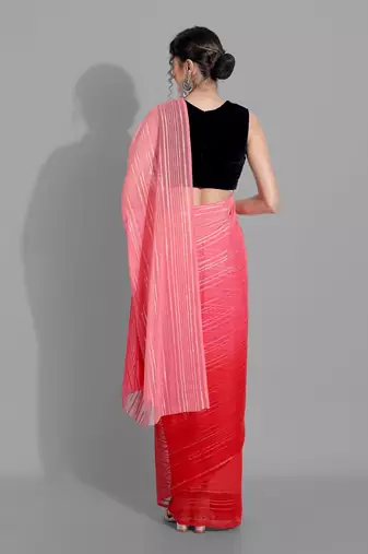 Pink georgette woven zari work saree with blouse