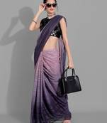 Purple georgette woven zari work saree with blouse